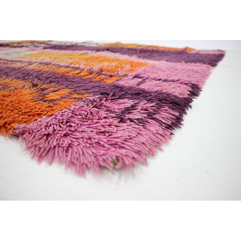 Vintage Abstract Wool Rug danish 1970s