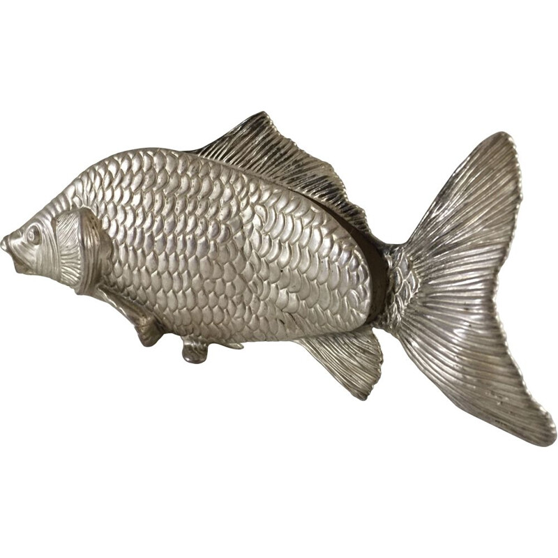 Vintage fish sculpture in silver plated metal