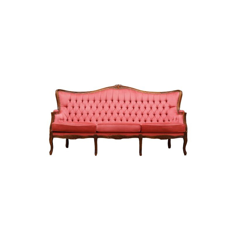Sofá de veludo rosa vintage, Suécia 1980