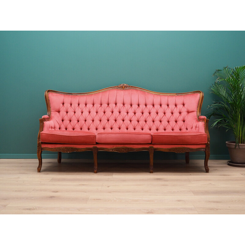 Vintage pink velvet sofa, Sweden 1980