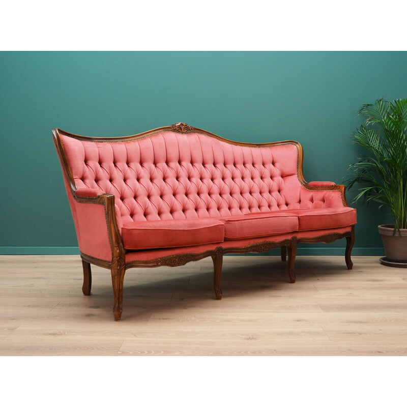 Vintage pink velvet sofa, Sweden 1980
