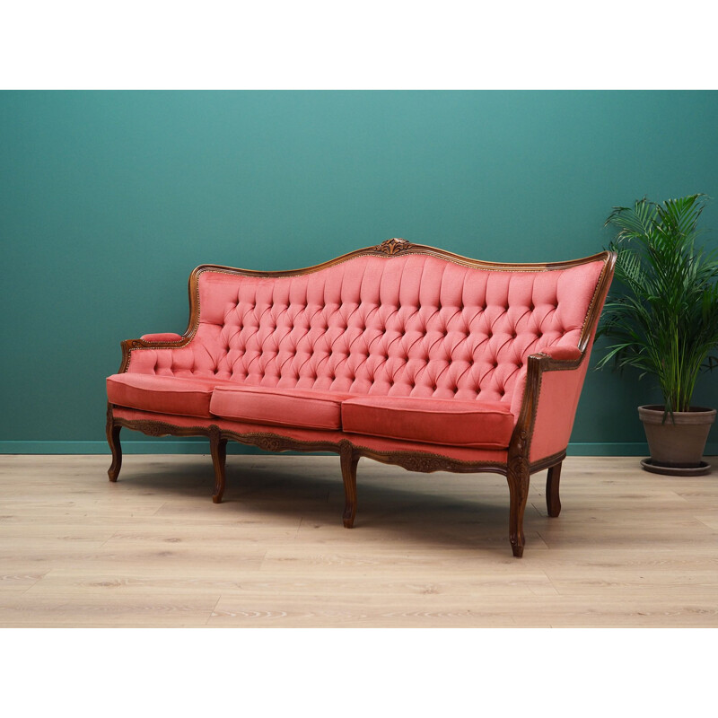 Vintage-Sofa aus rosa Samt, Schweden 1980