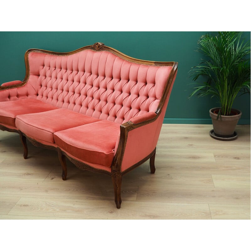 Vintage pink velvet sofa, Sweden 1980