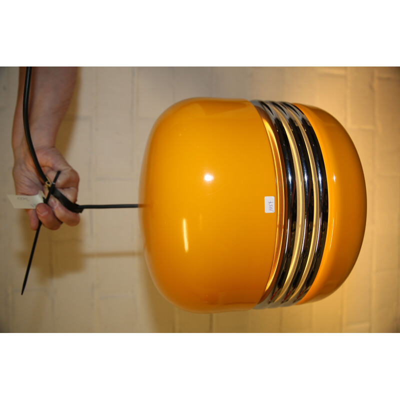 Vintage yellow pendant lamp by Kazuo Motozawa for the Staff Leuchten, Germany 1970