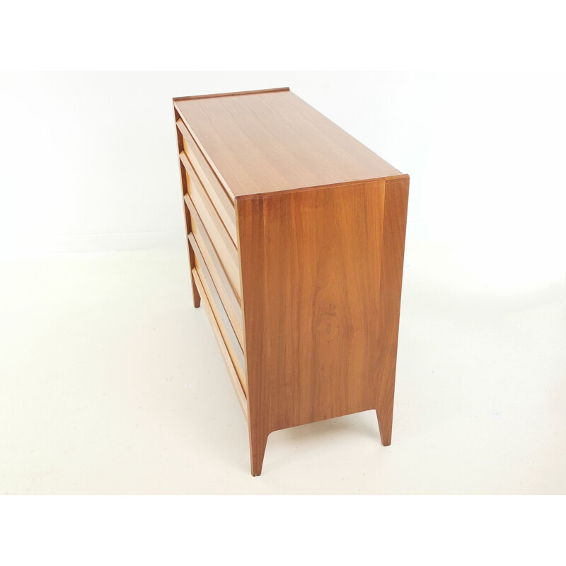 Vintage walnut chest of drawers by John Herbert, France 1960