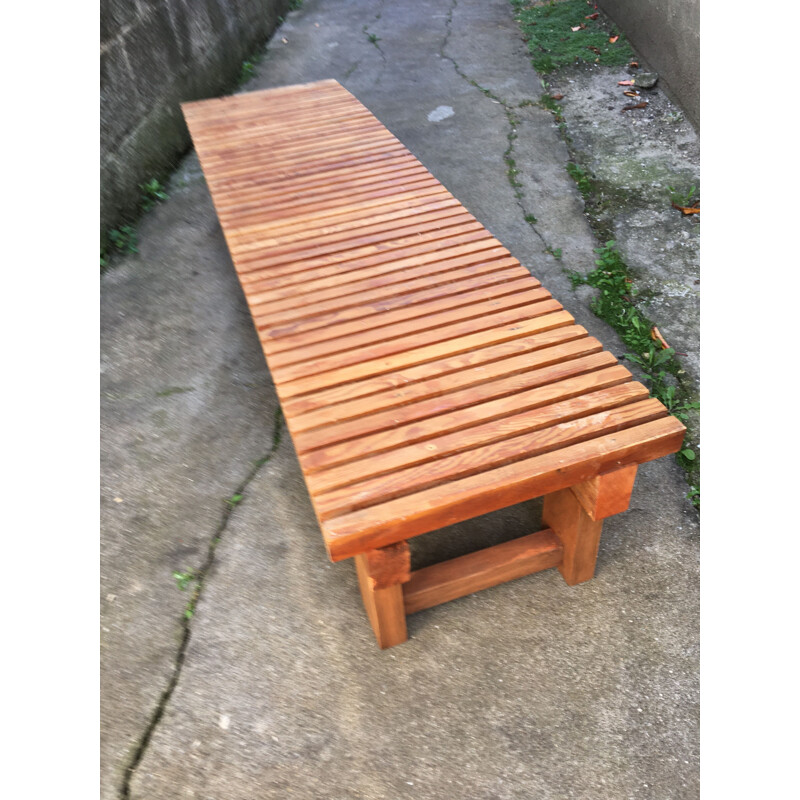 Vintage Charlotte Perriand duckboard bench seat 1969s
