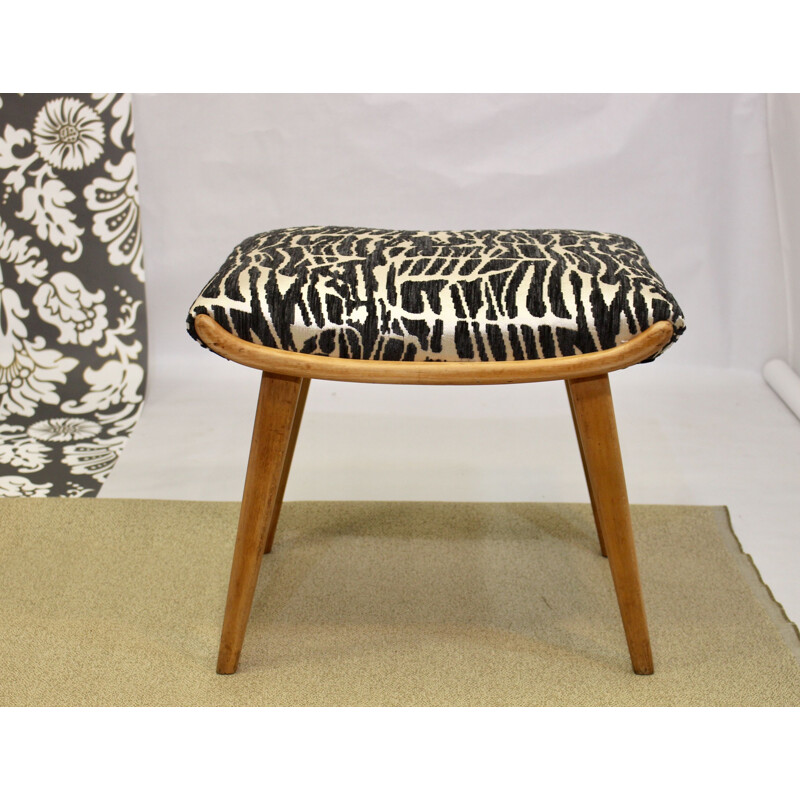 Vintage Lelievre Jacquard stool 1950s