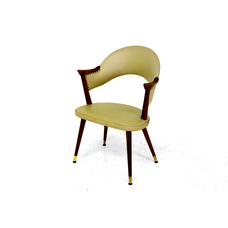 Vintage kunstleren fauteuil Zweden 1950