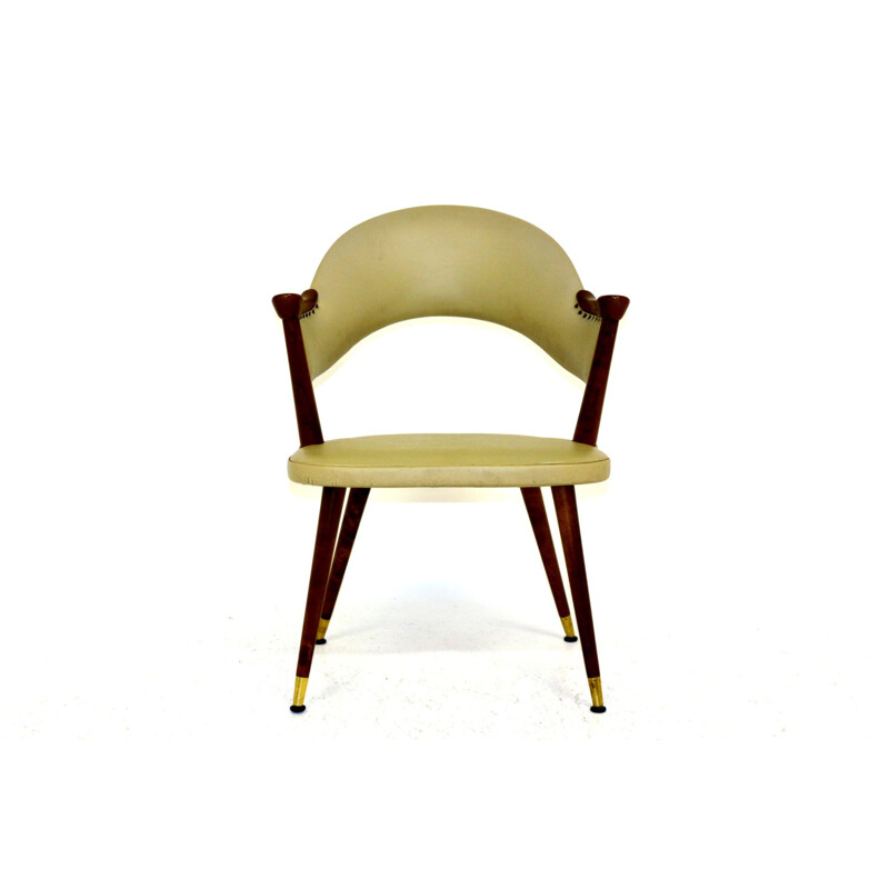 Vintage kunstleren fauteuil Zweden 1950
