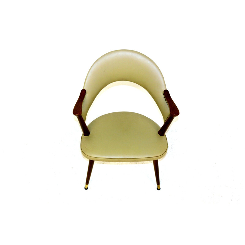 Vintage kunstleren fauteuil Zweden 1950
