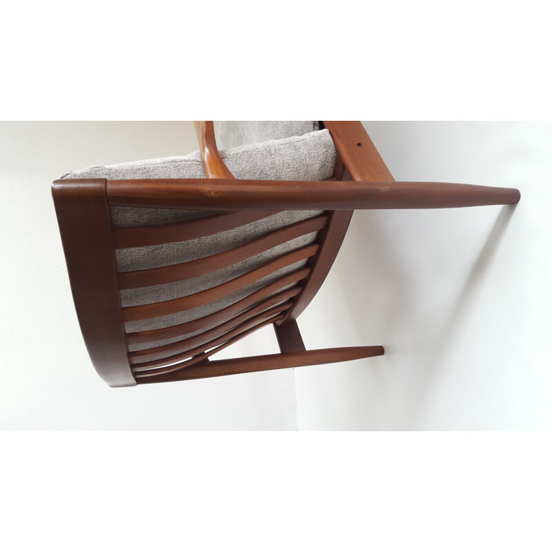 Paire de fauteuils gris en bois de teck, Grete JALK - 1960