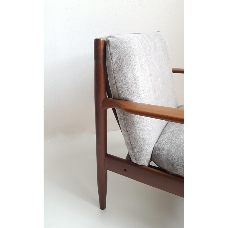 Paire de fauteuils gris en bois de teck, Grete JALK - 1960