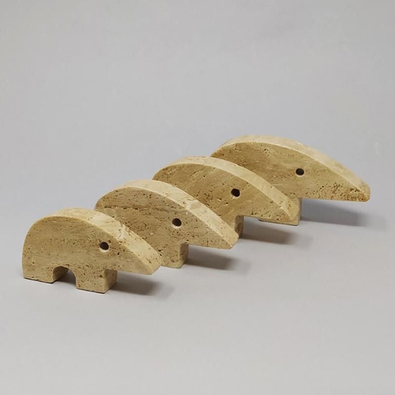 Set of 4 vintage Travertine Anteater Sculptures by Enzo Mari for F.lli Mannelli 1970s