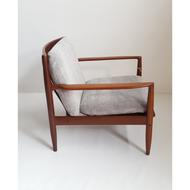 Paire de fauteuils gris en bois de teck, Grete JALK - 1960