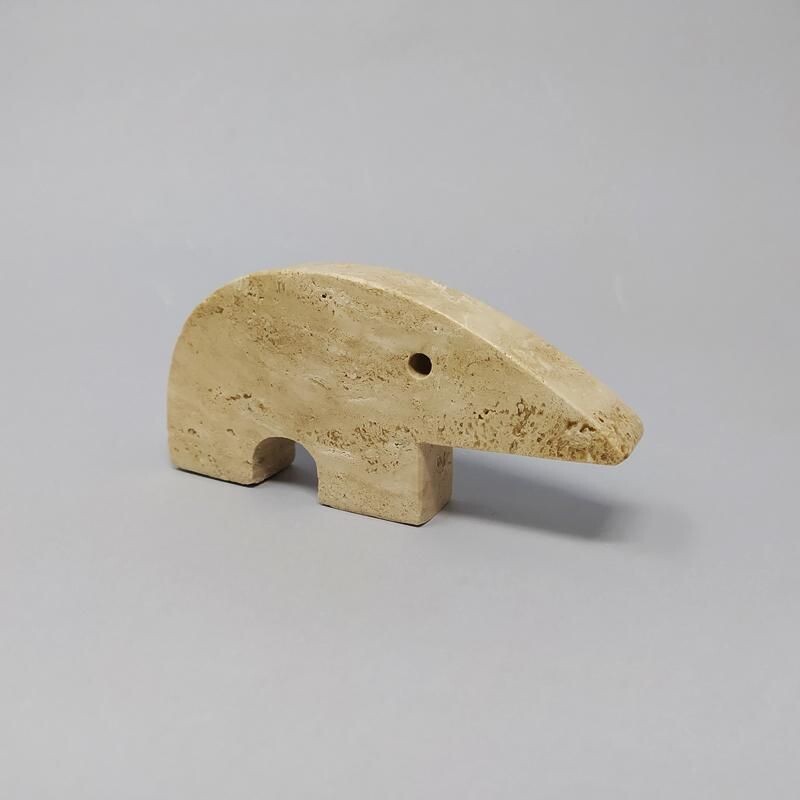 Set of 4 vintage Travertine Anteater Sculptures by Enzo Mari for F.lli Mannelli 1970s