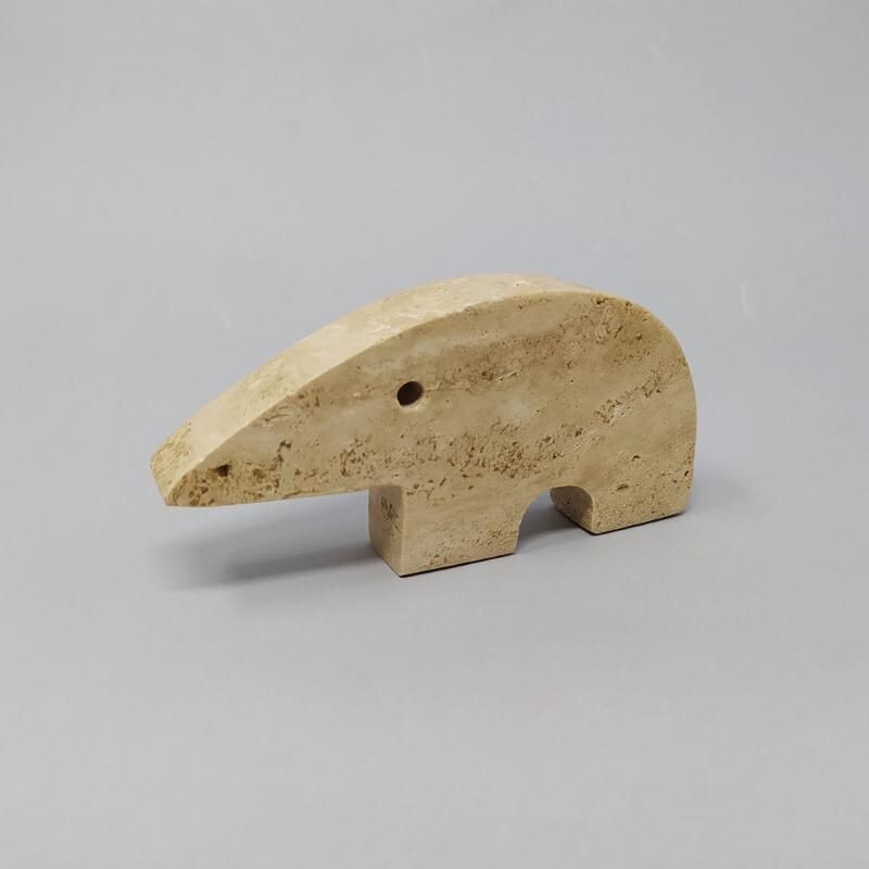 Set of 4 vintage Travertine Anteater Sculptures by Enzo Mari for F.lli Mannelli 1970s