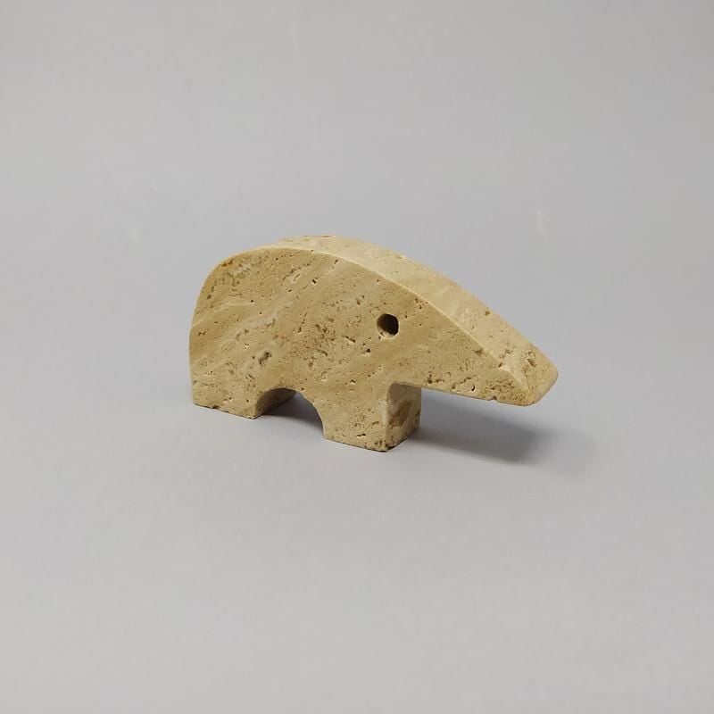 Set of 4 vintage Travertine Anteater Sculptures by Enzo Mari for F.lli Mannelli 1970s