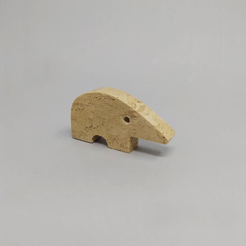 Set of 4 vintage Travertine Anteater Sculptures by Enzo Mari for F.lli Mannelli 1970s