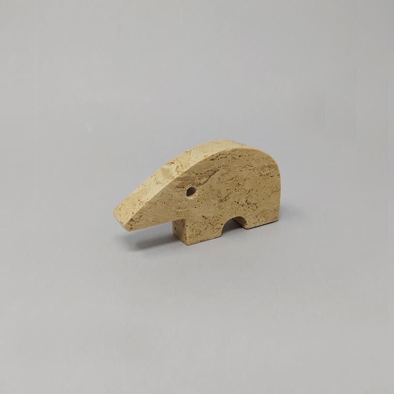 Set of 4 vintage Travertine Anteater Sculptures by Enzo Mari for F.lli Mannelli 1970s