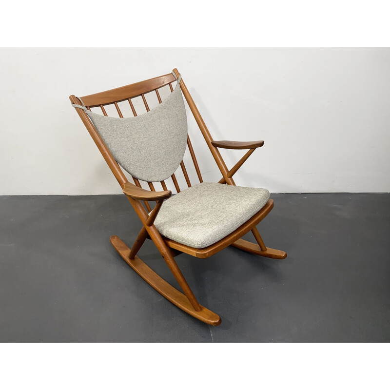 Fauteuil à bascule vintage en teck de Frank Reenskaug pour Bramin Danemark 1960