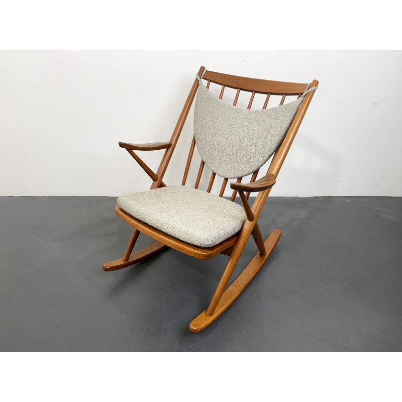 Vintage Teak Rocking Chair by Frank Reenskaug for Bramin Denmark 1960s