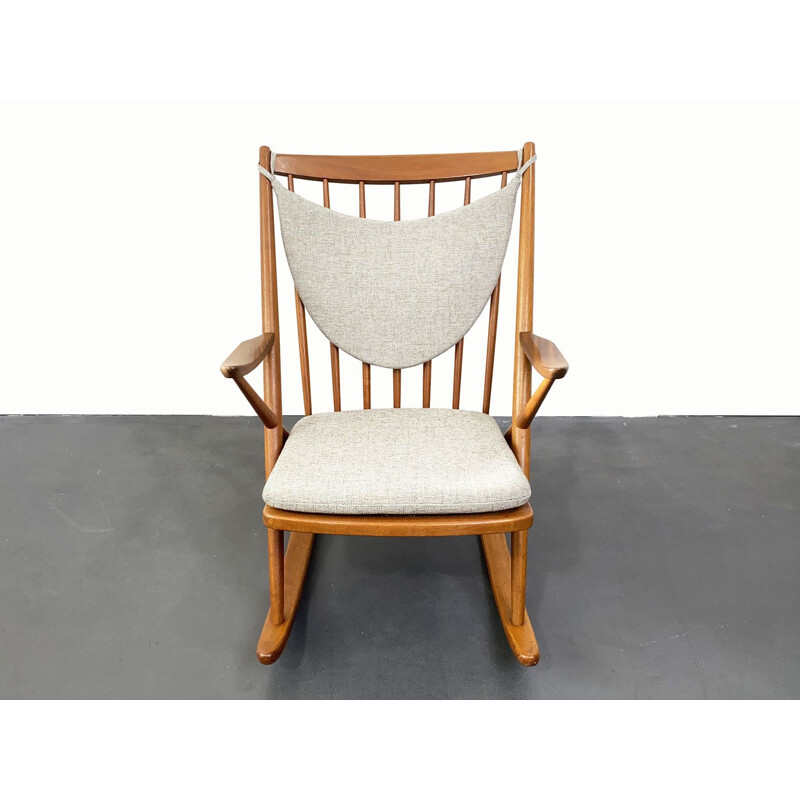 Fauteuil à bascule vintage en teck de Frank Reenskaug pour Bramin Danemark 1960