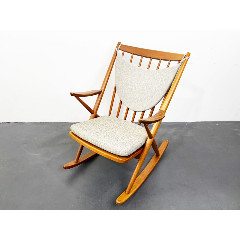 Vintage Teak Rocking Chair by Frank Reenskaug for Bramin Denmark 1960s