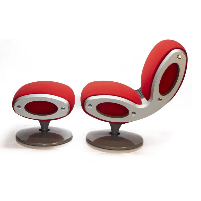 Red Gluon vintage stoel en kruk van Marc Newson voor Moroso Italië