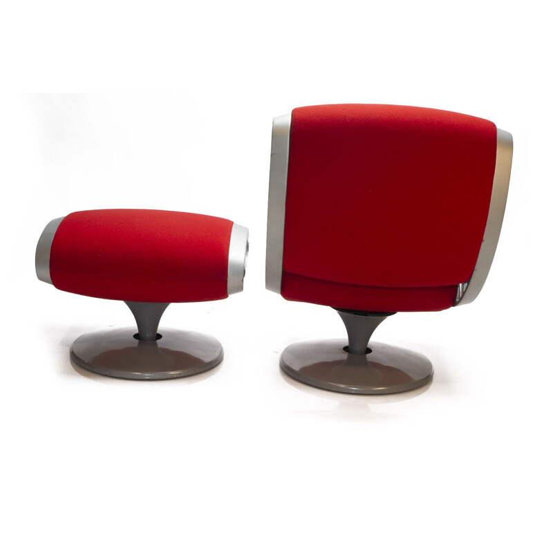 Red Gluon vintage stoel en kruk van Marc Newson voor Moroso Italië