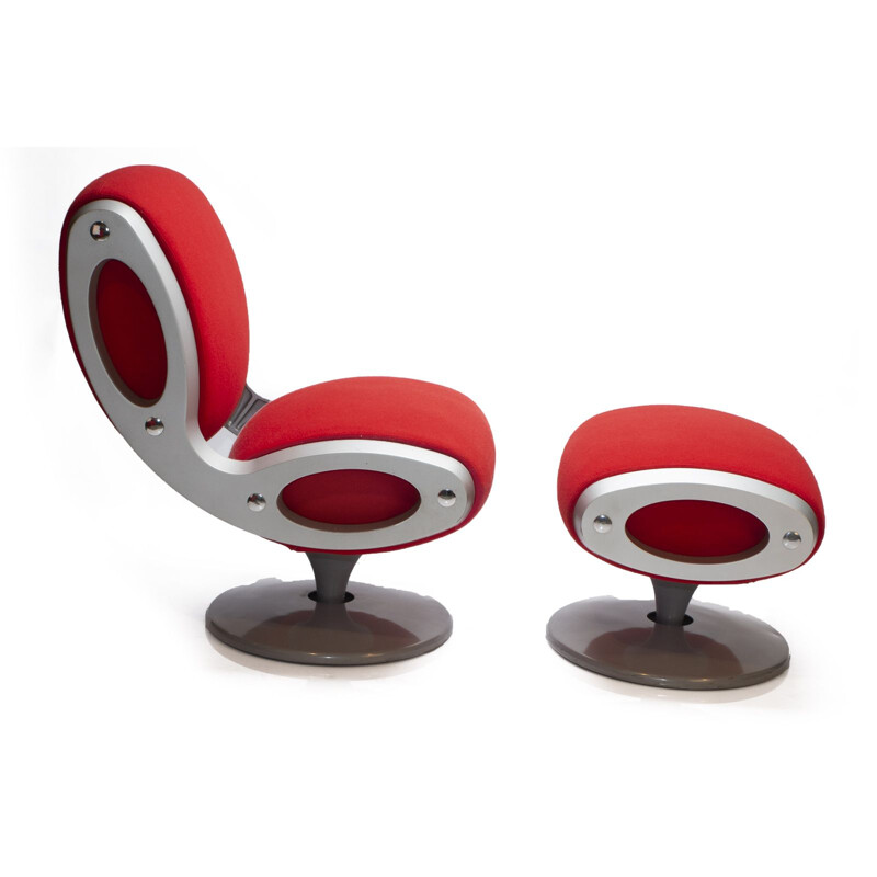 Red Gluon vintage stoel en kruk van Marc Newson voor Moroso Italië