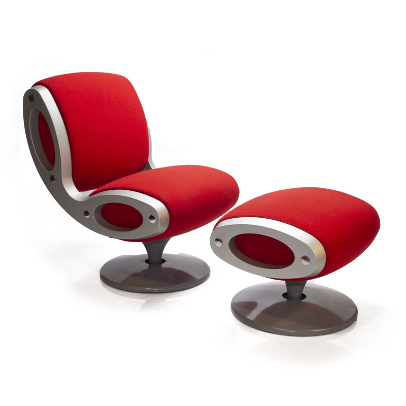 Vintage Red Gluon Chair & Stool by Marc Newson for Moroso Italy