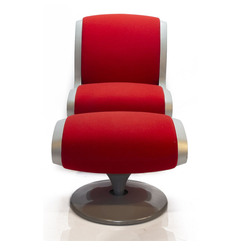 Vintage Red Gluon Chair & Stool by Marc Newson for Moroso Italy