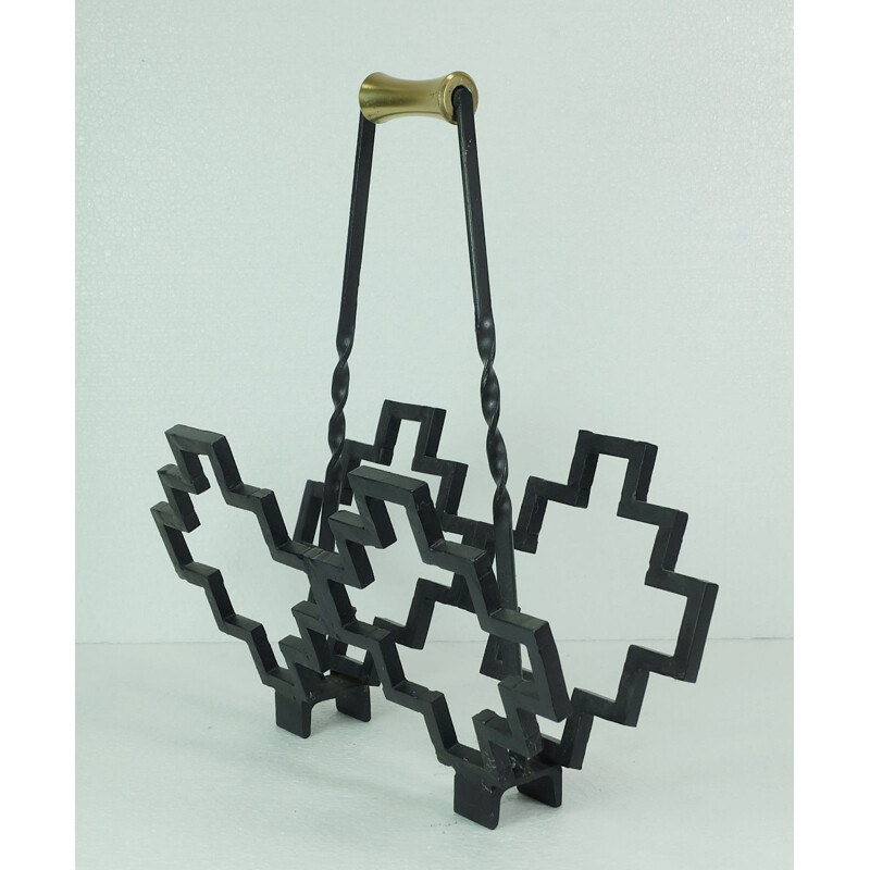 Mid century brutalist wrought-iron magazine rack - 1950s