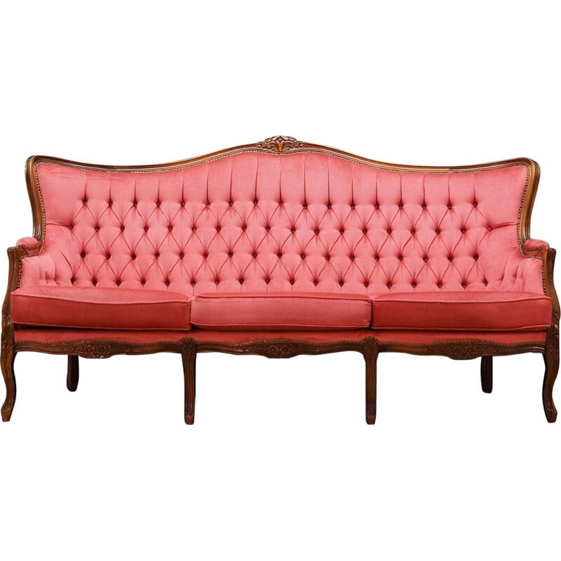 Vintage-Sofa aus rosa Samt, Schweden 1980