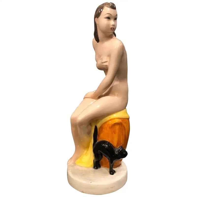 Statua di donna in porcellana d'epoca di Cia Manna 1940