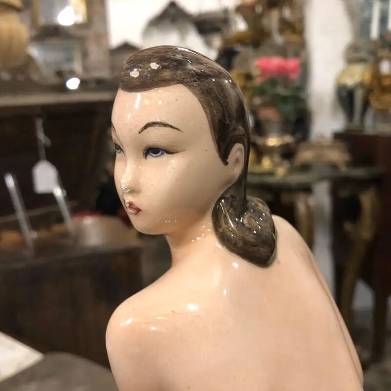 Vintage Porcelain Woman Statue by Cia Manna Italian 1940s