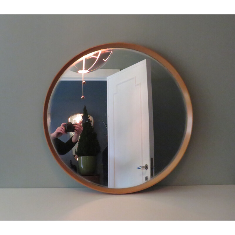 Grand miroir vintage rond scandinave