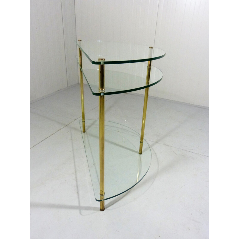 Vintage Glass & brass side table hall table 1970s