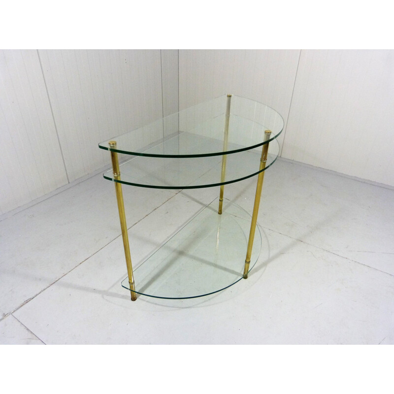 Vintage Glass & brass side table hall table 1970s