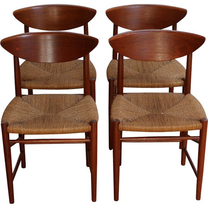 Set of 4 chairs in teak, Peter HVIDT & Orla MOLGAARD NIELSEN - 1957