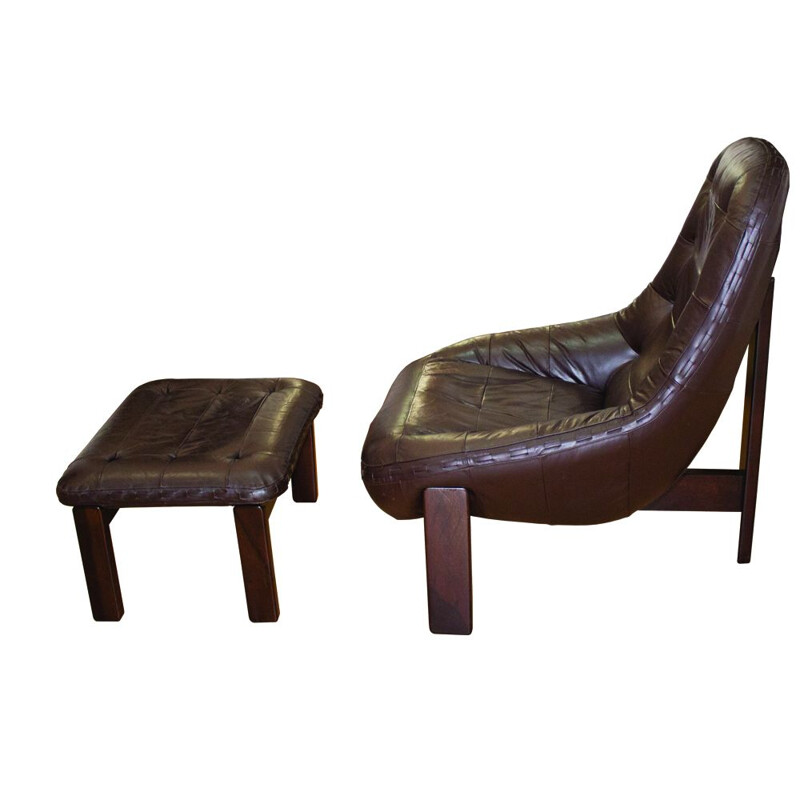 Cadeira Vintage lounge com otomano por Jean Gillon para Probel Brasilien 1960