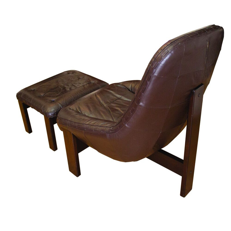 Cadeira Vintage lounge com otomano por Jean Gillon para Probel Brasilien 1960