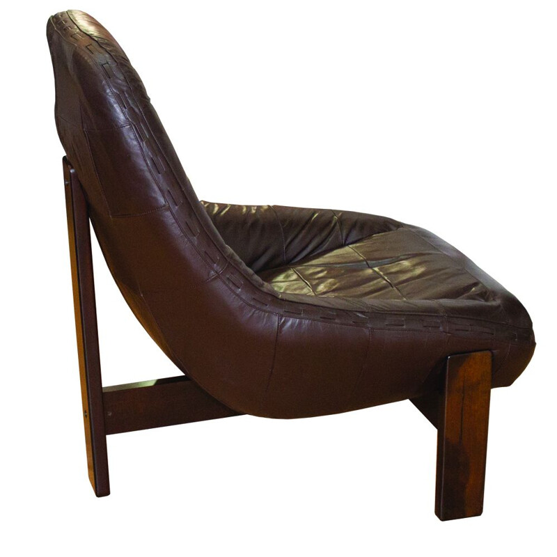 Fauteuil lounge vintage avec ottoman de Jean Gillon pour Probel Brésilien 1960