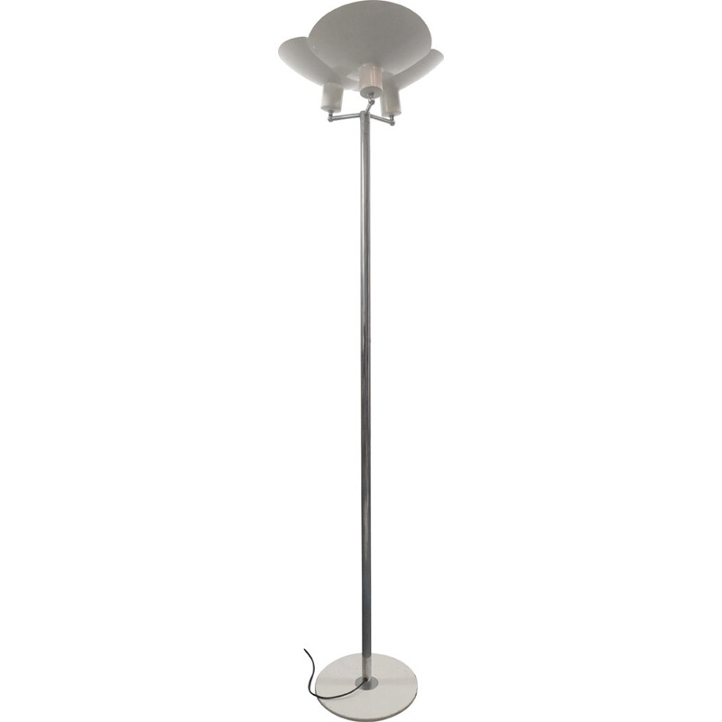 Mid-Century white floor lamp in metal - 1960s