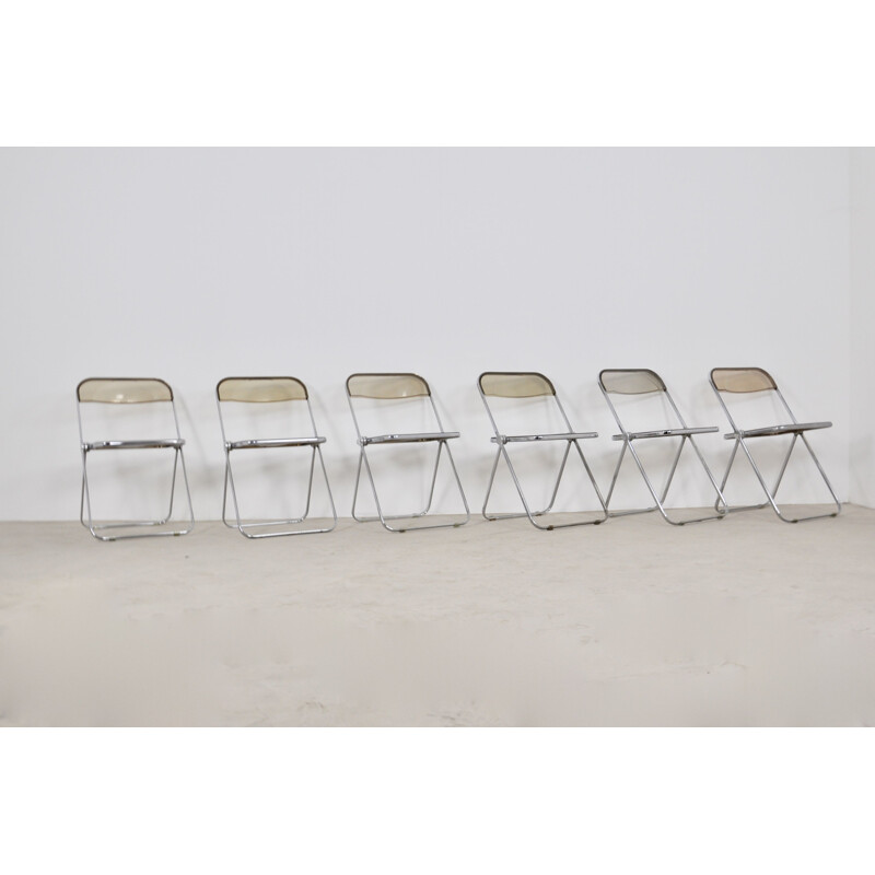 Lot of 6 vintage Plia chairs by Giancarlo Piretti for Castelli 1970