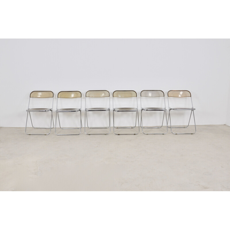 Lot of 6 vintage Plia chairs by Giancarlo Piretti for Castelli 1970