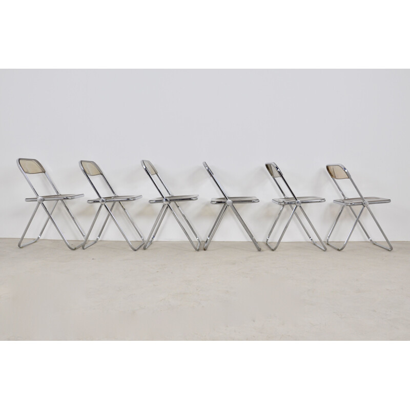 Lot de 6 chaises vintage Plia de Giancarlo Piretti pour Castelli 1970