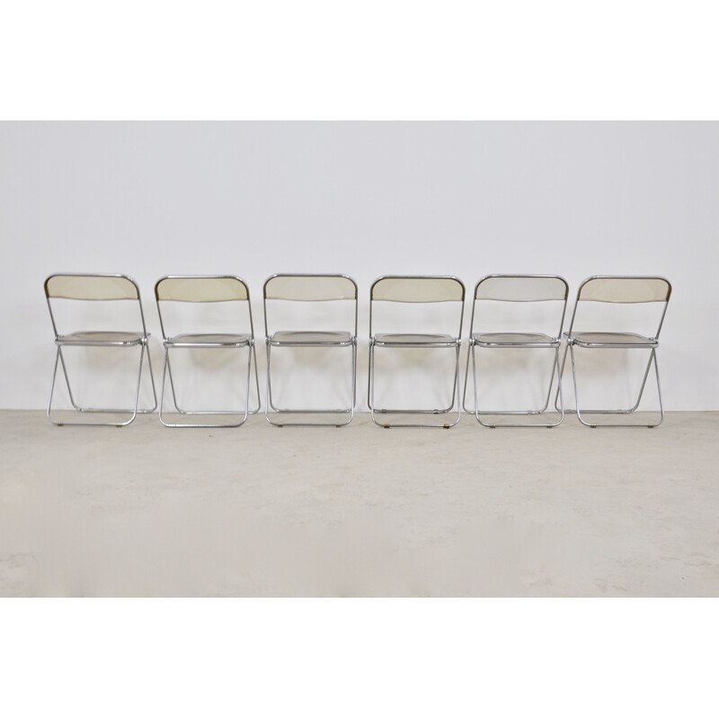 Lot of 6 vintage Plia chairs by Giancarlo Piretti for Castelli 1970