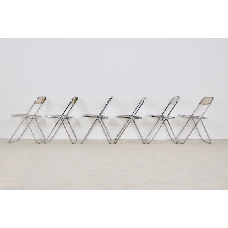 Lot of 6 vintage Plia chairs by Giancarlo Piretti for Castelli 1970