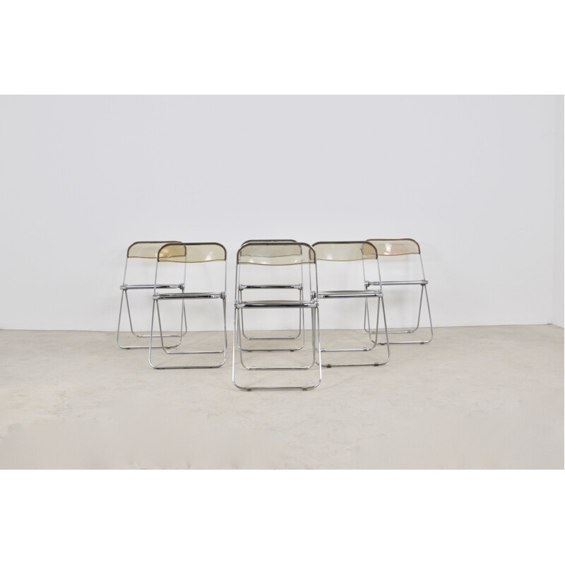 Lot of 6 vintage Plia chairs by Giancarlo Piretti for Castelli 1970